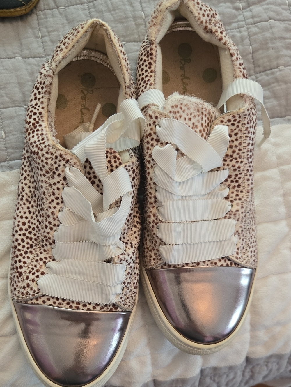 Women’s Cheetah-Print Sneakers with Metallic Toe